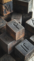 Vintage letterpress blocks create nostalgic atmosphere of craftsmanship