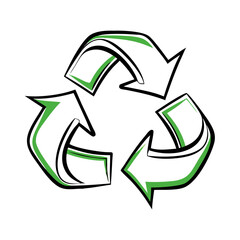 Obraz premium Recycling symbol icon with green arrows