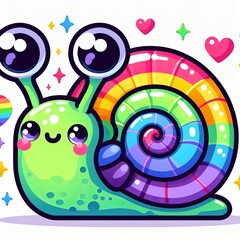 Obraz premium Cute Snail with Rainbow Shell