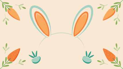 Minimal Bunny Ears and Carrots, Easter Illustration, Cute Spring Design