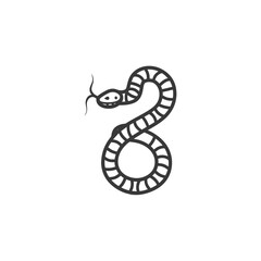 Black and White Line Drawing of a Snake Coiled in a Circle