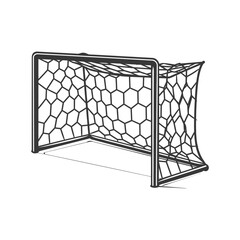 Black and White Line Drawing of a Soccer Goal