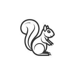 Black and White Line Drawing of a Squirrel