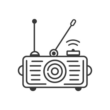 recommend clip art: Black and White Outline Drawing of a Retro Radio