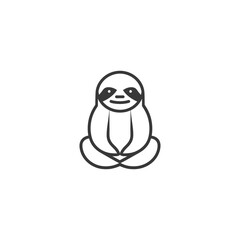 Obraz premium Black and white outline illustration of a meditating sloth