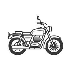 Fototapeta premium Black and White Outline Illustration of a Vintage Motorcycle