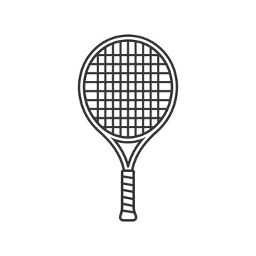 recommend clip art: Black and white outline illustration of a tennis racket