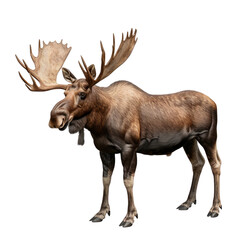 Fototapeta premium A moose standing or walking, isolated on transparent background. PNG element.
