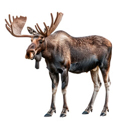 A moose standing or walking, isolated on transparent background. PNG element.