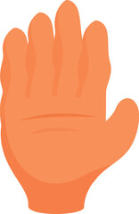 Cartoon human hand showing five fingers gesture, back of the hand view