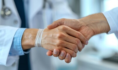 Arthritis symptoms. Doctor examining patient's wrist in hospital, closeup