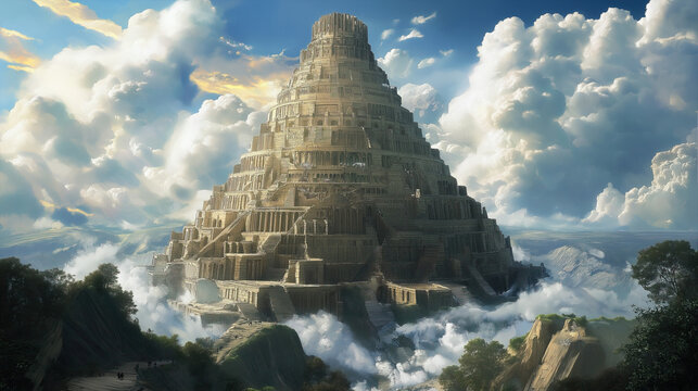 Biblical illustration, Tower of Babel in Old Testament Times