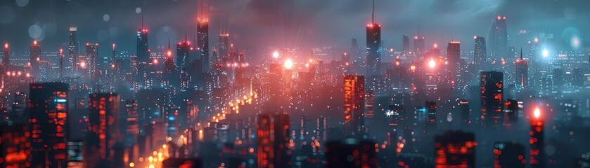 Fototapeta premium A dynamic scene with smart city infrastructure optimizing energy usage and enhancing urban sustainability, ultrarealistic, 4K quality