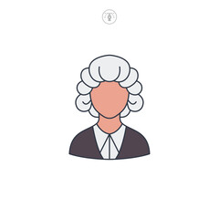 Barrister Wig icon symbol vector illustration isolated on white background