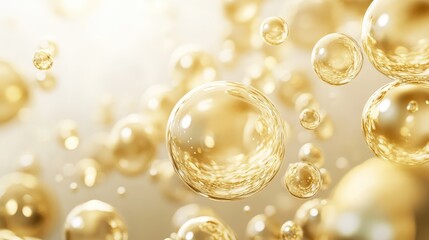 Fototapeta premium Gold Beauty Serum Bubbles. AI generated illustration