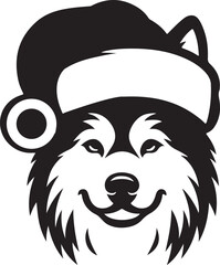 Merry Christmas Santa Cute dog silhouette vector design 