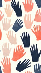 Obraz premium A colorful arrangement of hands in varied shades expressing unity and diversity in design