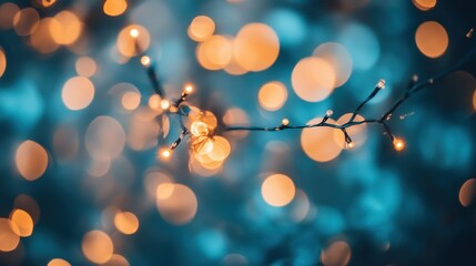 A blurred background of twinkling lights creating a festive atmosphere.