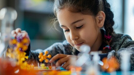 Curious Child Building Molecular Model in Science Class,STEM education,