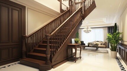 Home decor featuring a wooden staircase with a railing