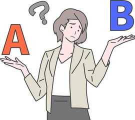 2択の問題に悩むビジネスウーマン