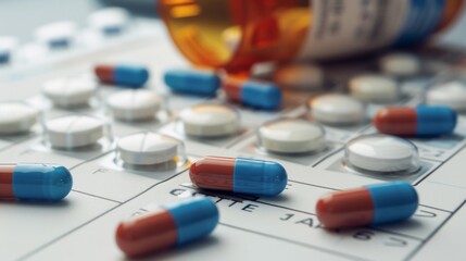 Pills and Capsules Organized on a Medication Schedule