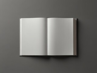 Minimalist Open Book with Blank Pages in Neutral Grey Background
