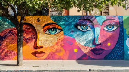 BUENOS AIRES, ARGENTINA - JULY 6, 2018: Mural on wall, Palermo, Buenos Aires, Argentina 