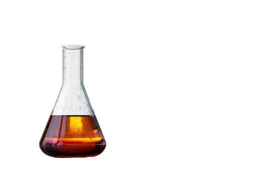 Laboratory flask with liquid isolated on transparent background for science design