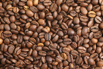 Close up of roasted coffee beans background