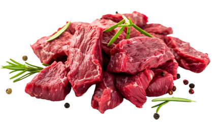 Raw beef meat isolated on transparent background 8K high resolution