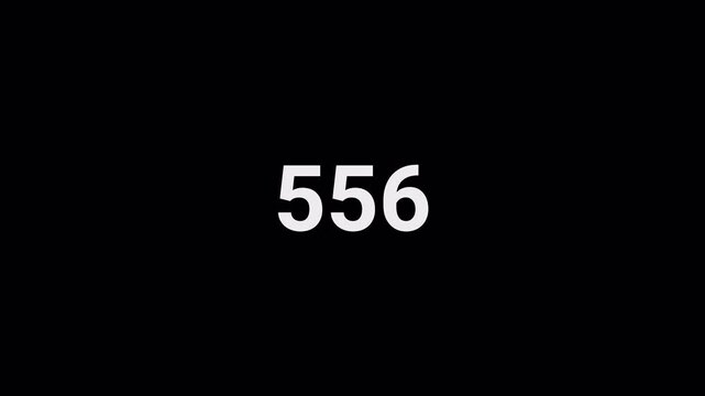 Number counter animation from 0 to 1,000 on a transparent background in 4k, Animated counting numbers from zero to one thousand for likes, views and amount concepts.