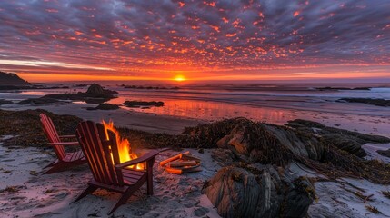 Experience a summer beach celebration with bonfire, acoustic music, and sunset marshmallow roasting