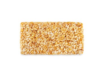 Sesame seeds honey bar, kozinaki on a white isolated background