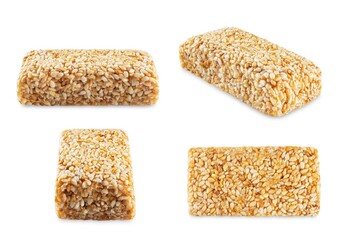 Sesame seeds honey bar, kozinaki on a white isolated background