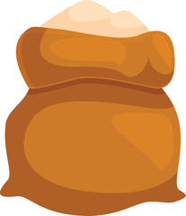 Full burlap sack overflowing with flour, perfect for depicting concepts of baking, agriculture, or food production