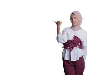 Young Pretty Modern Muslim Woman in Hijab on Transparent Cut-Outs Background