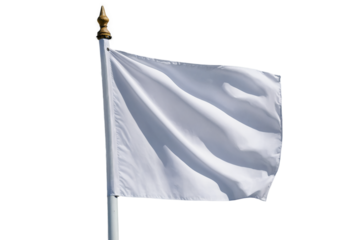 white waving flag isolated on white