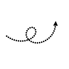 Curved dotted arrow. Zigzag arrow stripes design with dotted lines