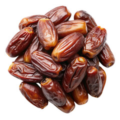 Pitted dates isolated on white from above Isolated on transparent background.
