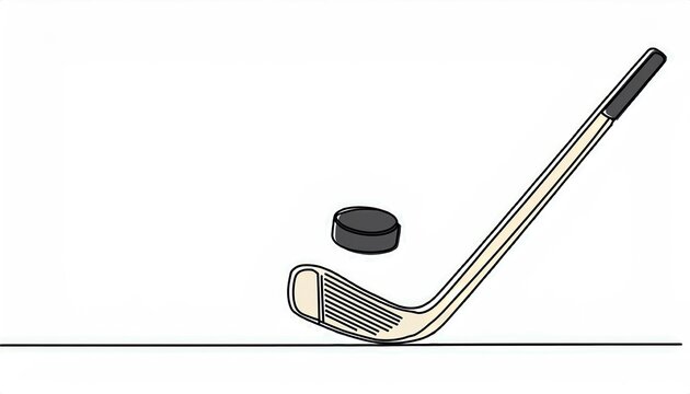 hockey stick and puck, black and white clip art preview