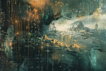 Obraz premium Abstract AI algorithm background with futuristic neural networks and data flow.