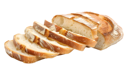 Sliced Sourdough Bread isolated on transparent background