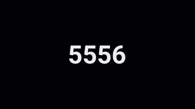 Number counter animation from 0 to 10,000 on a transparent background in 4k, Animated counting numbers from zero to ten thousand for likes, views and amount concepts.