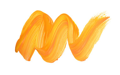 Texture Yellow, orange acrylic ink color smear brushstroke stain line blot element isolated on...