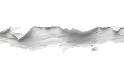 White paper strip torn on a clean transparent background