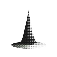 Fototapeta premium witchs hat in halftone made of dots, isolated on clear white background.
