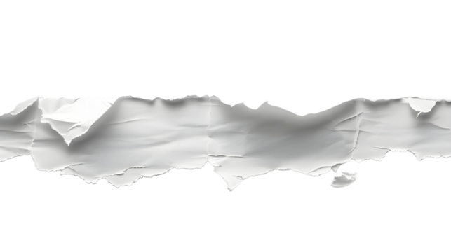 White paper strip torn on a clean transparent background
