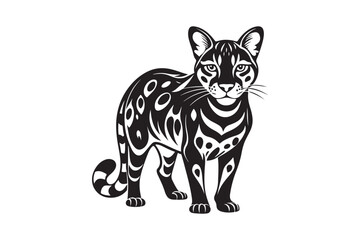 Ocelot  silhouette vector illustration, Ocelot  silhouette vector, Ocelot  silhouette PNG 