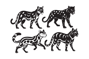 Fototapeta premium Ocelot silhouette vector illustration, Ocelot silhouette vector, Ocelot silhouette PNG 